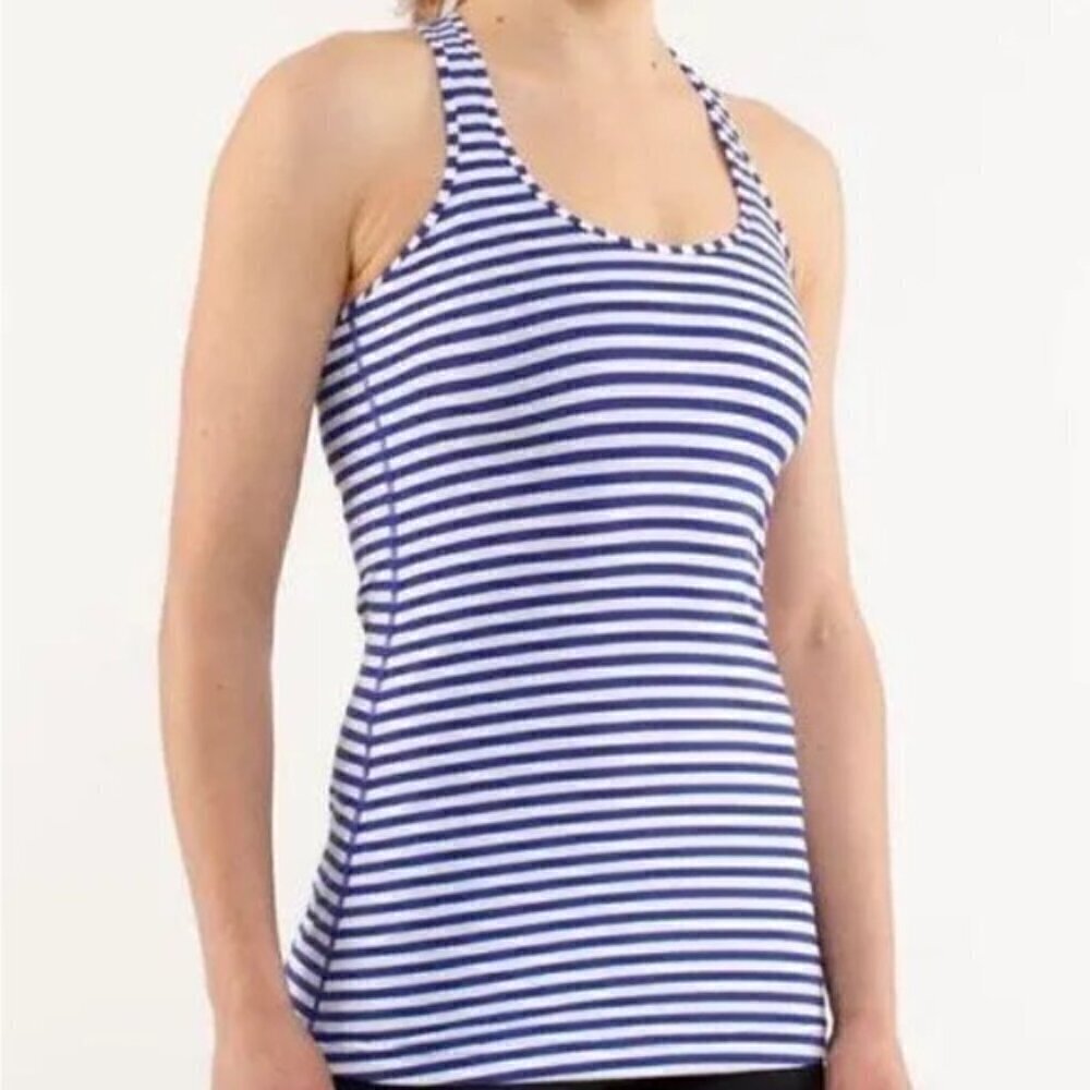 Lululemon STRIPED BLUE PURPLE COOL RACERBACK TANK TOP size 4